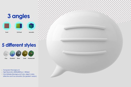 3d bubble speech with text lines icon psd design template