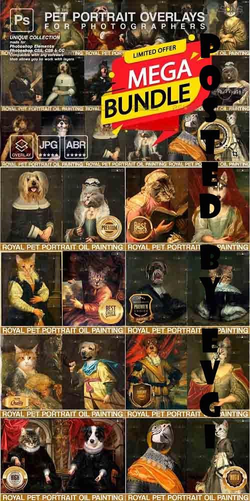 Mega Bundle Royal Pet Portrait templates Digital pet - 1255446