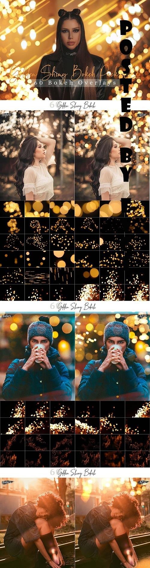 60 Golden Shiny Bokeh Pack 02 lights Effect Photo Overlay - 429532