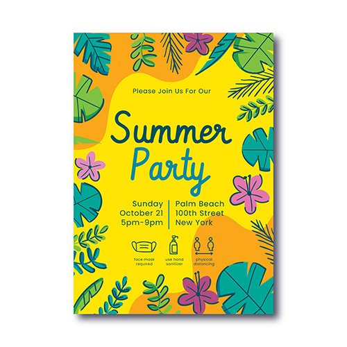Hand-drawn summer party vertical poster template