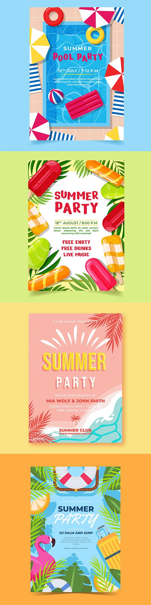 Summer party vertical poster template