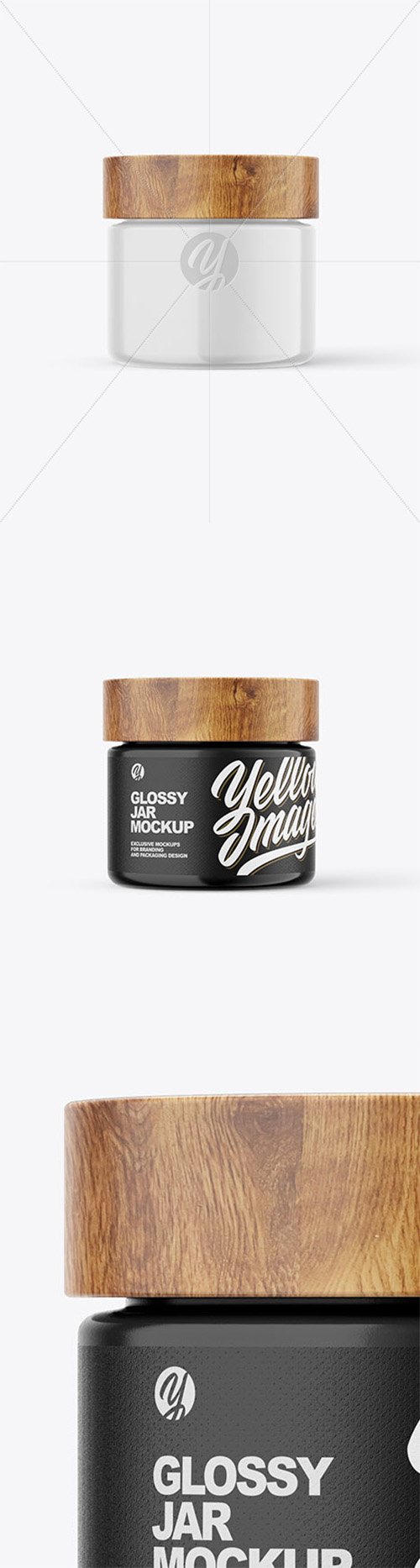 60ml Glossy Jar W/ Wooden Lid Mockup 80016 TIF