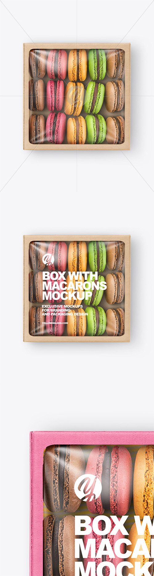 Paper Box With Macarons Mockup 79873