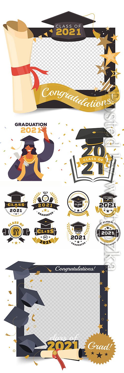 Flat class of 2021 vector illustration