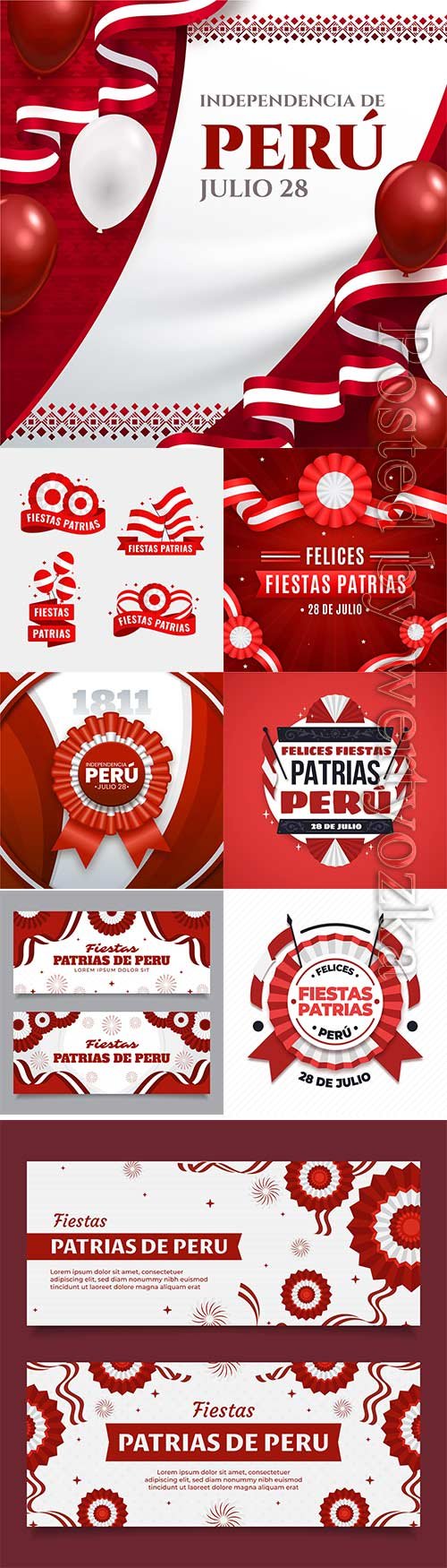 Realistic fiestas patrias de peru vector illustration