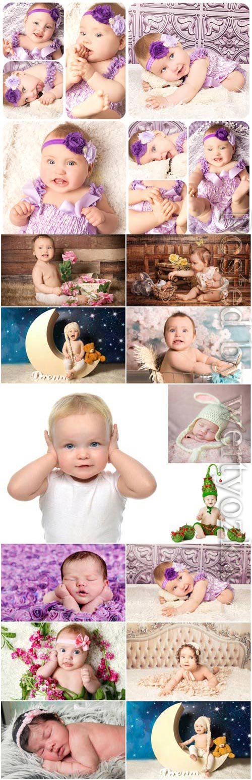 Little kids posing in studio stock photo