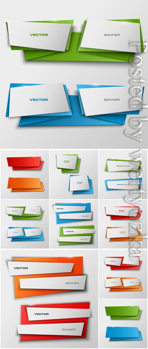 Colored banners in the form of origami in vector