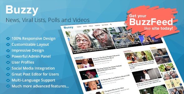 CodeCanyon - Buzzy v4.5.0 - News, Viral Lists, Polls and Videos - 13300279 - NULLED