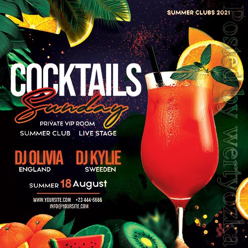 Cocktail Club Party 2021 PSD Flyer Template