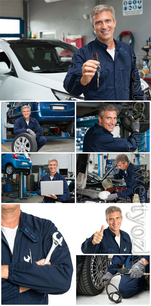 Auto mechanic at one hundred stock photo