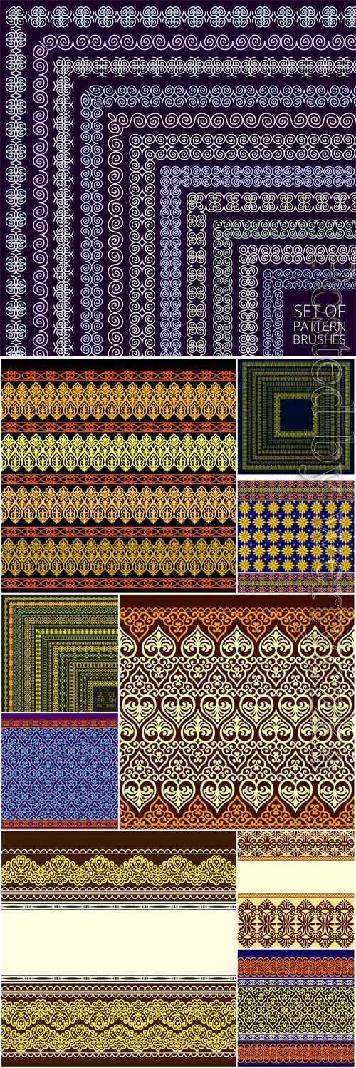 Set of backgrounds with patterns and borders in vector
