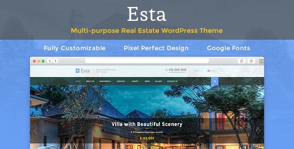 ThemeForest - Esta v3.1.5 - Responsive Real Estate Property Rent & Sale Company & Agent WordPress Theme - 14292309