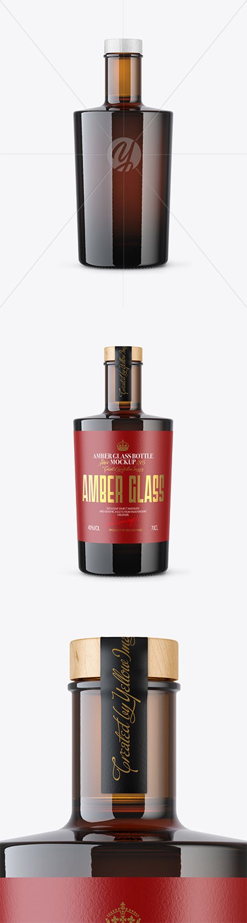 Amber Glass Bottle with Wooden Cap Mockup 80359 TIF