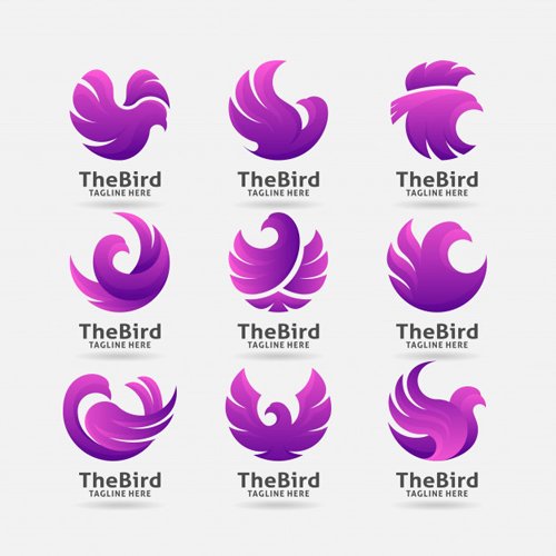 Collection of purple bird logo vector design