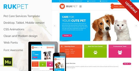 ThemeForest - Rukpet v1.0 - Pet Care Services Template (Update: 24 August 15) - 12166310