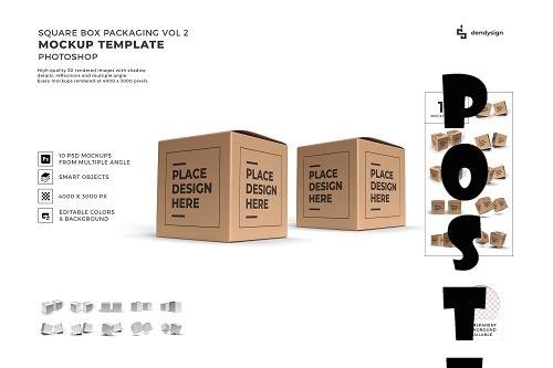 Square Box Packaging Mockup Template Bundle 2 - 1423811