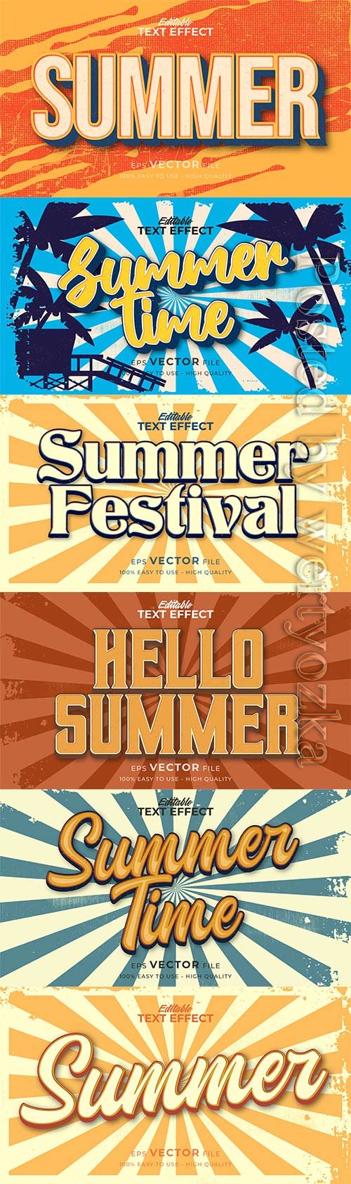 Retro summer holiday text in grunge style theme in vector vol 3