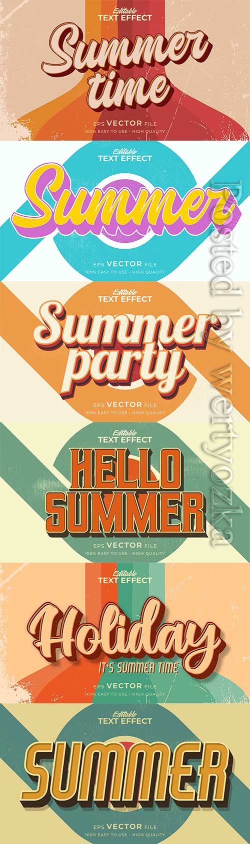 Retro summer holiday text in grunge style theme in vector vol 7
