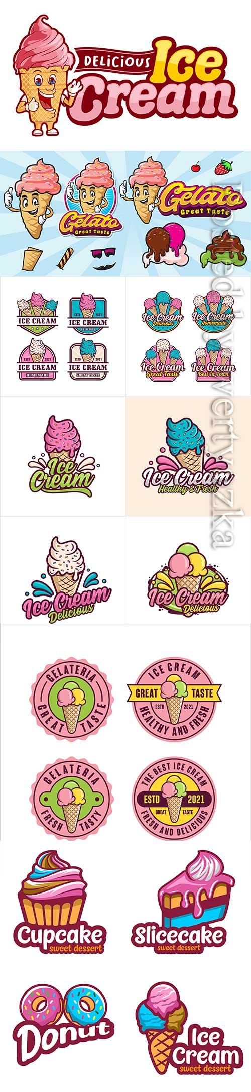 Ice cream logo premium vector collectiction