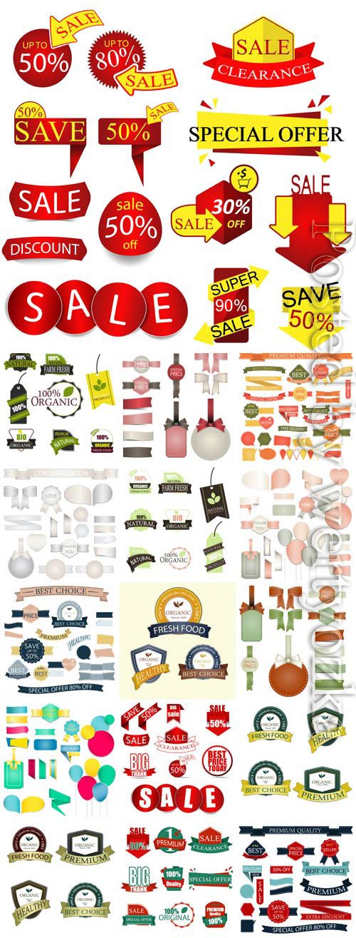 Discount stickers and labels in vector