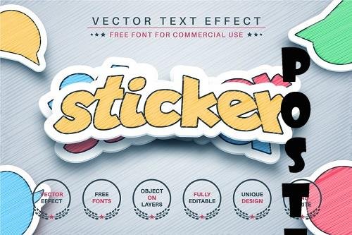 Sticker with shadow - editable text - 6254447