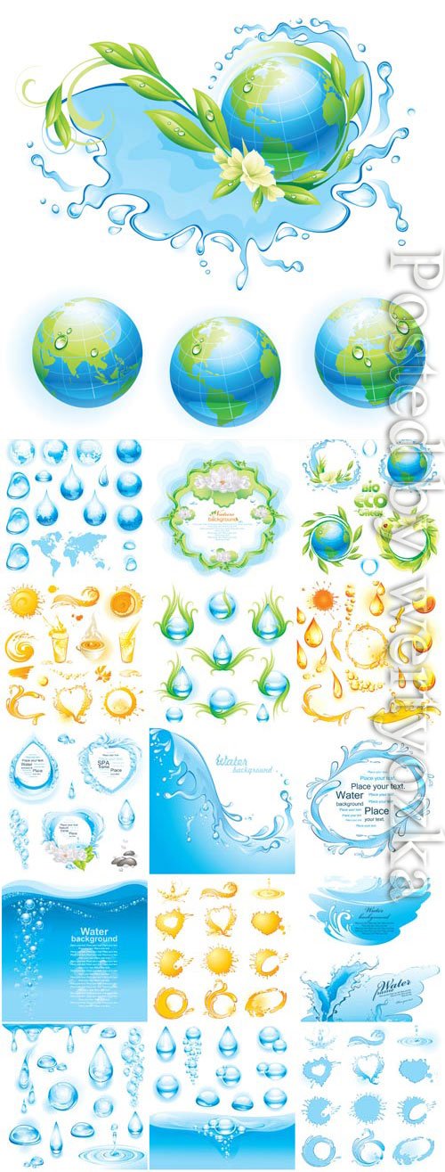 Natural elements water sun in vector