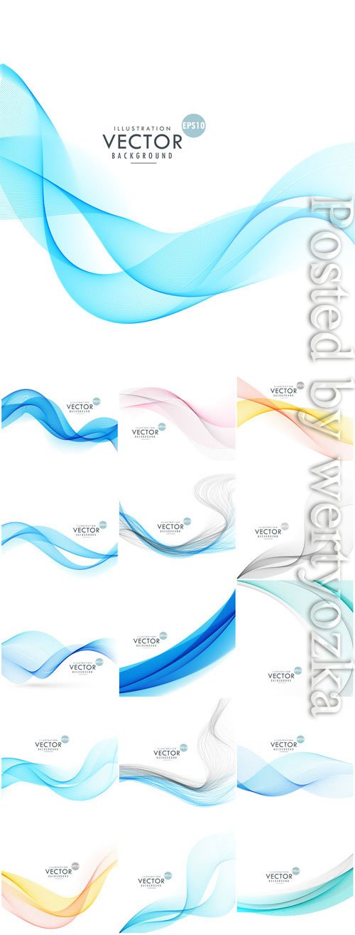 Colored waves for design in vector