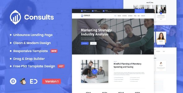 ThemeForest - Consults v1.0 - Consulting and Finance Unbounce Landing Page Template - 29633007