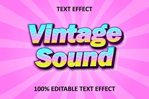 Retro sound text editable text effect rainbow pink