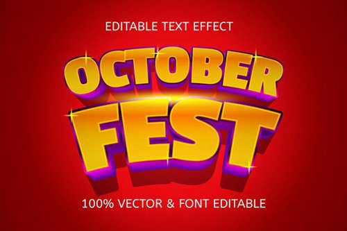 Vector October fest editable text effect