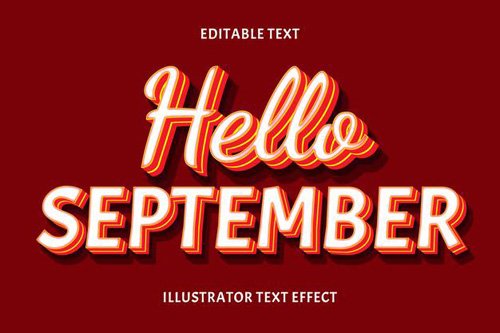 Vector hello september editable text effect