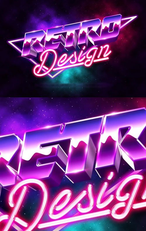 3D Retro Futurism Design Text Effect for Photoshop