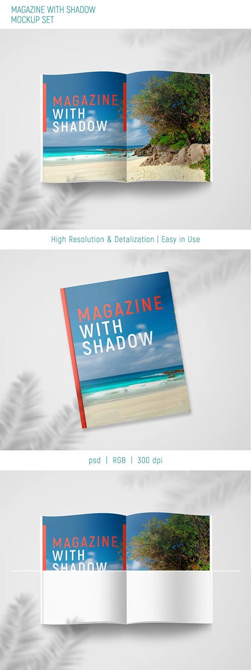 Magazine + Shadow PSD Mockup Template