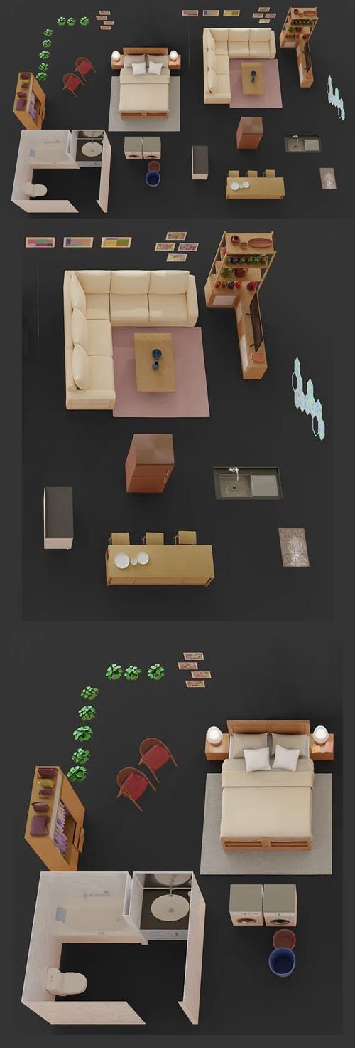 Set of Models for 3D Floor Plan in Blender