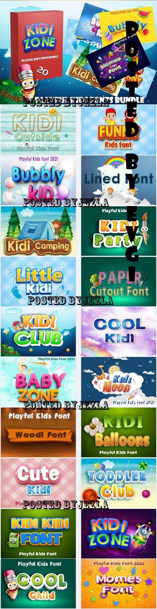 Playful Kids Fonts Bundle - 20 Premium Fonts