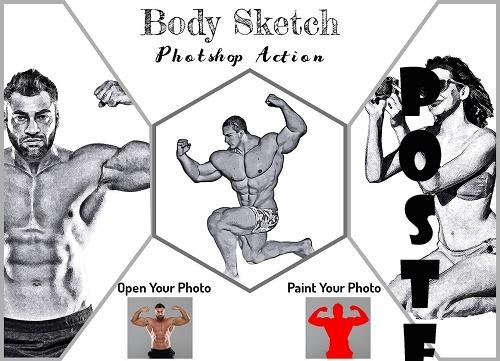 Body Sketch Photoshop Action - 6334657