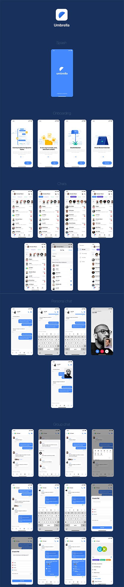 umbrella chat app UI kit - UI8
