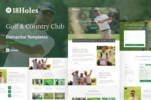 ThemeForest - 18Holes v1.0.0 - Golf & Country Club Website Elementor Template Kit - 33273627