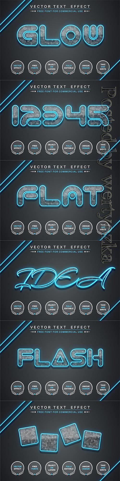 Flash glass - editable text effect, font style