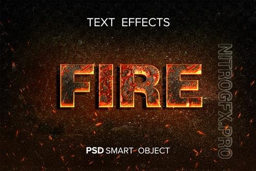 Fire text effect photoshop with flying spark Premium Psd