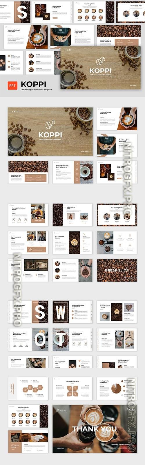 Koppi - Coffee Shop Presentation Powerpoint, Keynote and Google Slides Template