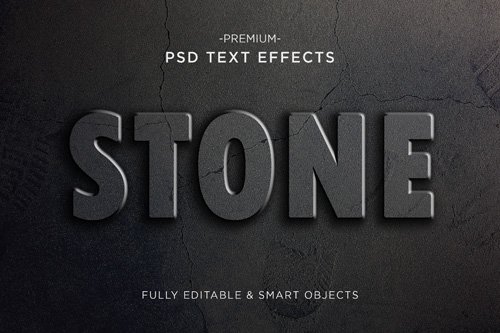 Crack stone text effect cracked text style premium psd