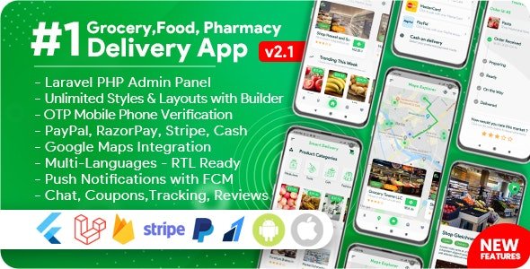 CodeCanyon - Grocery, Food, Pharmacy, Store Delivery Mobile App with Admin Panel v2.1 - 26409320 - NULLED