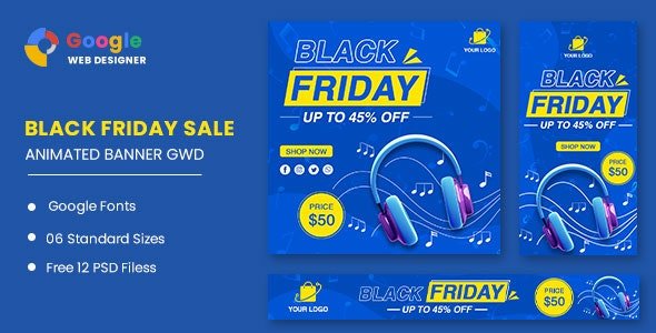 CodeCanyon - Black Friday Sale Headphone HTML5 Banner Ads GWD v1.0 - 33705838