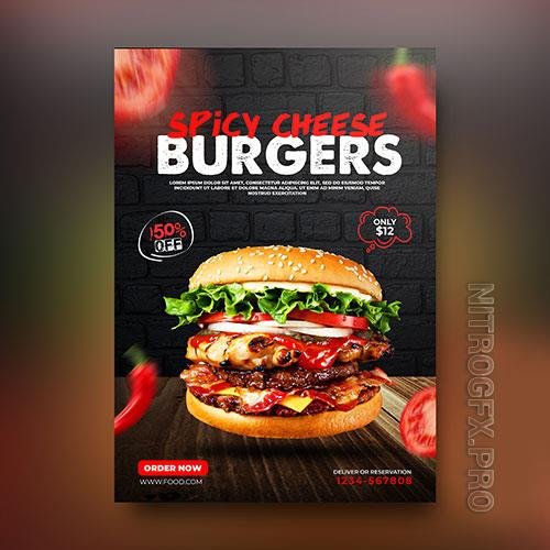 Fast food burger poster premium psd