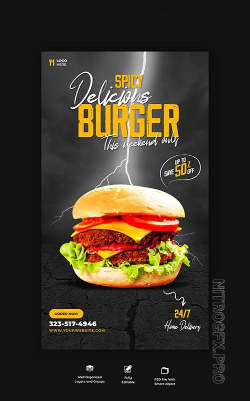 Burger and food menu instagram and facebook story template