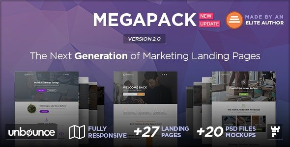ThemeForest - MEGAPACK v2.0 - Multipurpose Unbounce Landing Pages Pack - 17443308