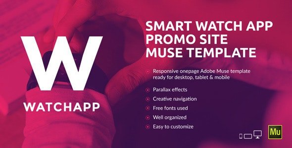 ThemeForest - WatchApp v1.0 - Smart Watch App Promo Muse Template (Update: 6 December 17) - 12499377