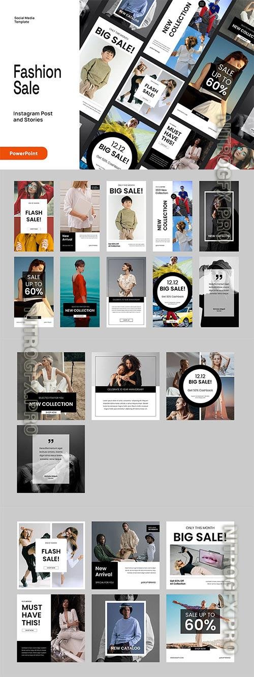 Fashion Instagram Post & Stories Powerpoint, Keynote and Google Slides Template