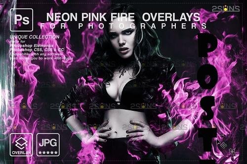 Fire background, Photoshop overlay, Burn overlays, Neon Pink Fire V1- 1447955